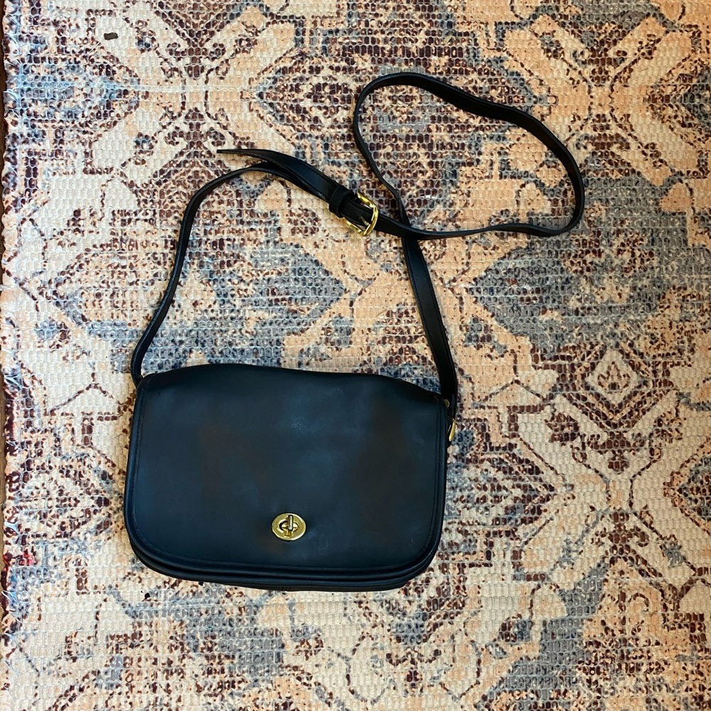 Black gold leather purse